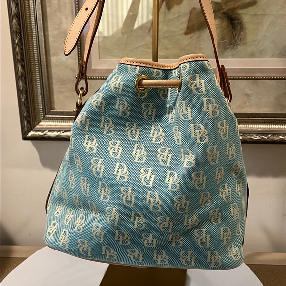 Dooney & Bourke Blue and Tan Bucket Bag - Picture 5 of 13